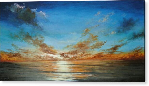 Tropical Seascape Acrylic Print featuring the painting Sunset by Alan Zawacki