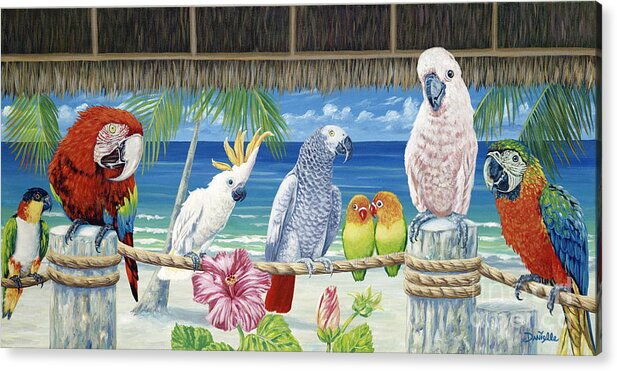 Art Acrylic Print featuring the painting Parrots in Paradise by Danielle Perry