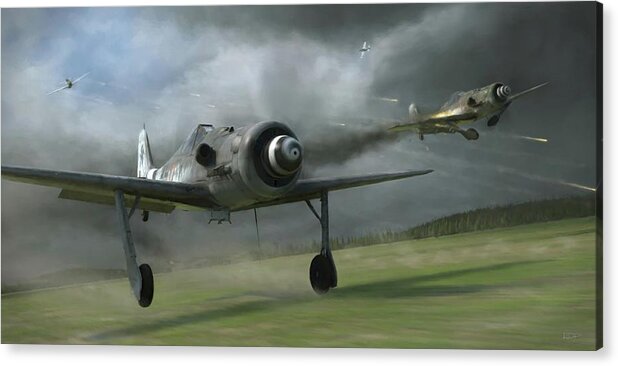 Fw190 Acrylic Print featuring the digital art Fw-190 -- Bounced - Painterly by Robert D Perry