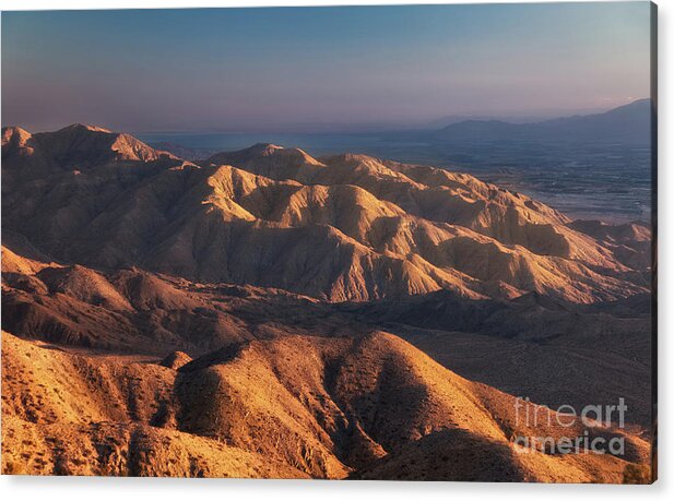 Sunset At Keys View In The Joshua Tree National Park Acrylic Print featuring the photograph Sunset at Keys View by Kype Hills