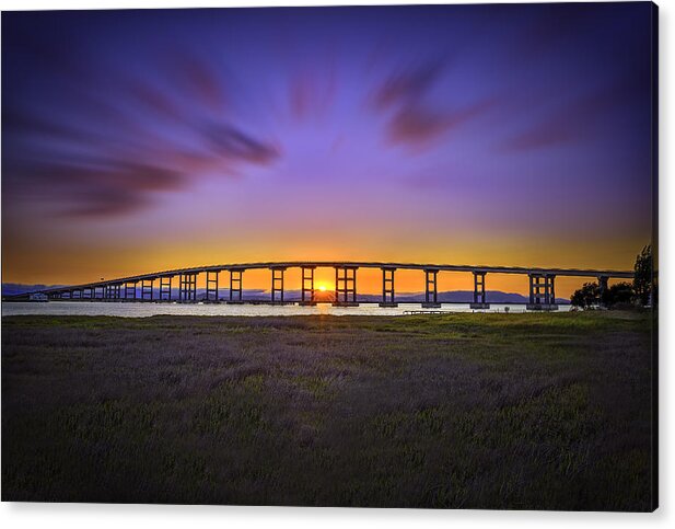 Bay Acrylic Print featuring the photograph Mare Island Bridge at Sunset by Don Hoekwater Photography