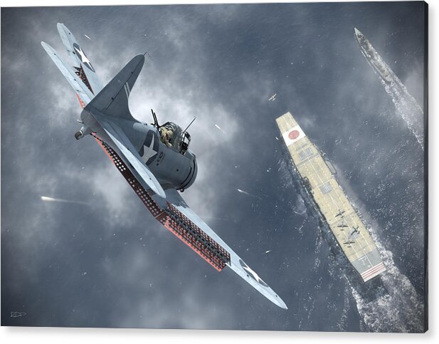 Sbd Acrylic Print featuring the digital art SBD Dauntless -- Nowhere to Hide by Robert D Perry