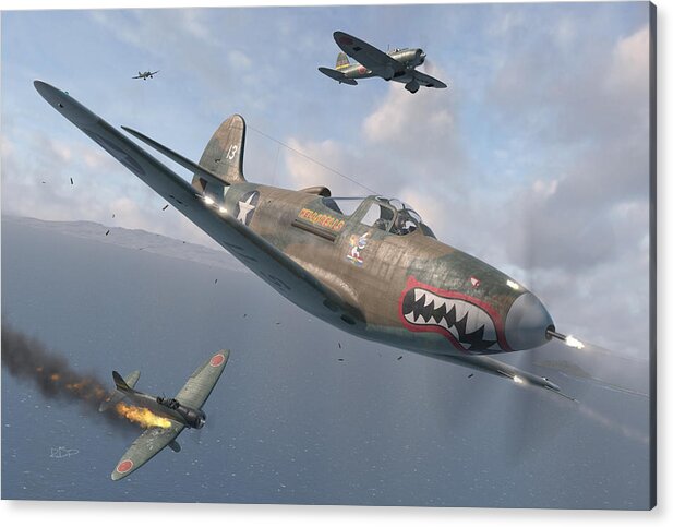 Wwii Acrylic Print featuring the digital art P-400 Hells Bells by Robert D Perry