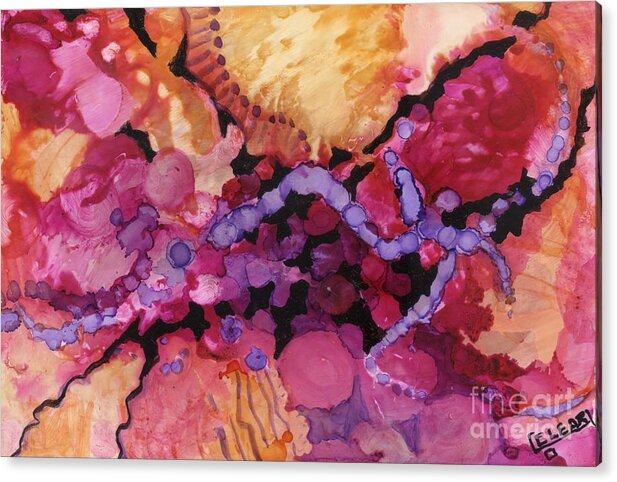 Exciting Acrylic Print featuring the painting Tickled Pink by Joan Clear