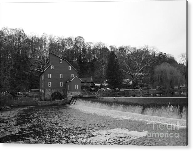 Black And White Acrylic Print featuring the photograph Shadows on the Mill in Clinton by Christopher Lotito