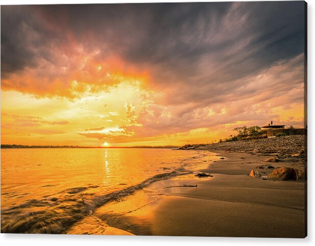Bunker Acrylic Print featuring the photograph Fort Foster Sunset Watchers Club by Jeff Sinon
