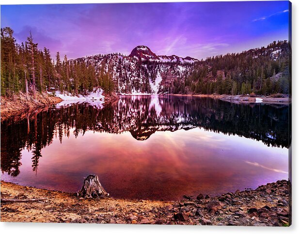 Ebbetts Pass Acrylic Print featuring the photograph Kinney Reservoir Sunset by Don Hoekwater Photography