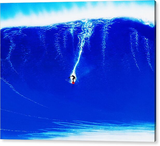 Sports Acrylic Print featuring the painting Jaws at 70 Feet by John Kaelin
