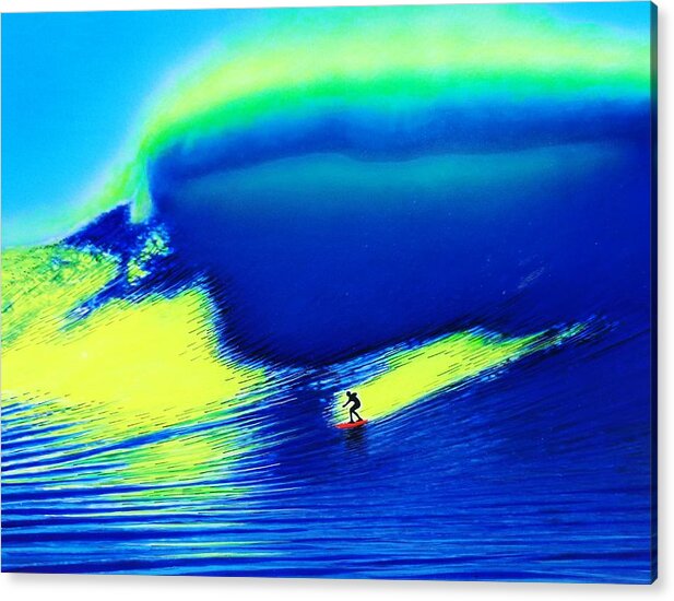 Surfing Acrylic Print featuring the painting Belharra France 2003 by John Kaelin