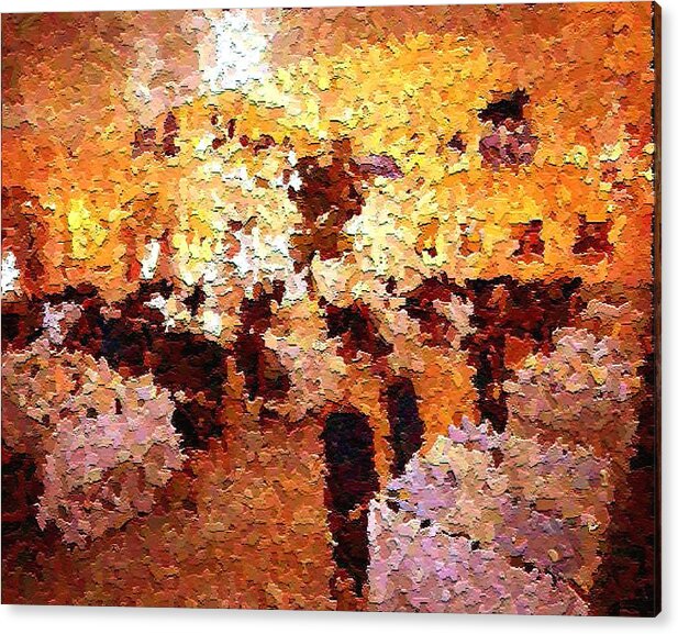 Abstract Acrylic Print featuring the painting Shoppers In The Gallery by Don Phillips