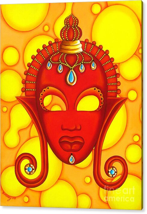 Nubian Modern Mask Acrylic Print featuring the painting Nubian Modern Mask Red by Joseph Sonday