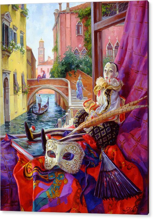 Carnival Acrylic Print featuring the painting Venetian window by Serguei Zlenko