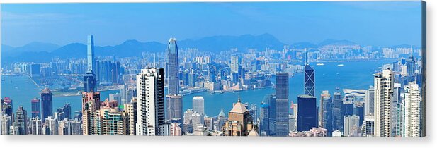 Hong Kong Acrylic Print featuring the photograph Victoria Harbor aerial view #1 by Songquan Deng