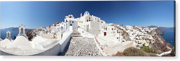 Greek Culture Acrylic Print featuring the photograph O&237a Panorama, Santorini by Michaelutech