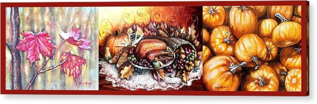 Thanksgiving Acrylic Print featuring the painting Thanksgiving Autumnal Collage by Shana Rowe Jackson