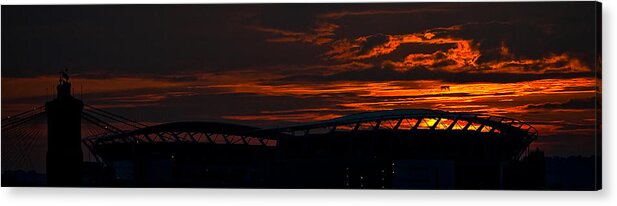 Paul Acrylic Print featuring the photograph Paul Brown Stadium Silhouette by Keith Allen