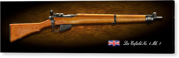 British Acrylic Print featuring the digital art Lee Enfield British firearm study by John Wills