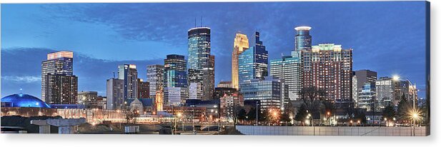 Minneapolis Acrylic Print featuring the photograph Minneapolis Skyline At Dusk by Jim Hughes