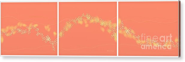 Abstract Acrylic Print featuring the digital art Abstract in coral and yellow by Kae Cheatham