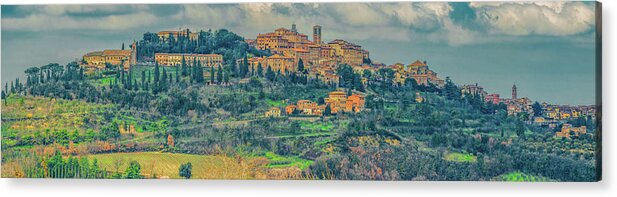 Montepulciano Acrylic Print featuring the photograph Montepulciano Panorama by Marcy Wielfaert