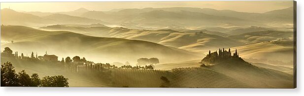 Tranquility Acrylic Print featuring the photograph Foggy Sunrise In Tuscany by © Jan Zwilling