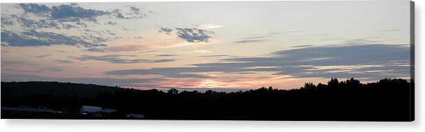 Panoramic Acrylic Print featuring the photograph panoramic farm sunset in CT USA by Kim Galluzzo