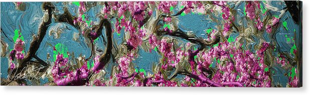 Cherry Blossoms Acrylic Print featuring the digital art Blossoms and Branches by Dale Stillman