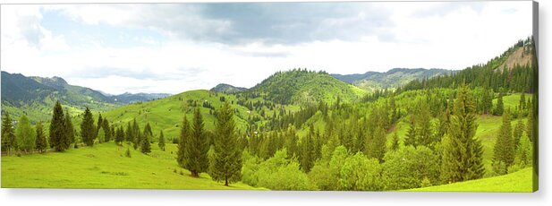 Mountain Panorama Acrylic Print featuring the photograph Mountain panorama in Bucovina county - ROMANIA by Vlad Baciu