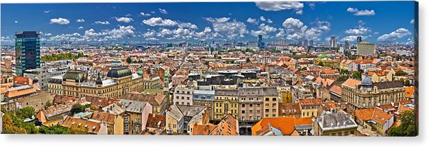 Croatia Acrylic Print featuring the photograph Zagreb lower town colorful panoramic view by Brch Photography