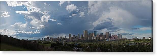 Skyline Acrylic Print featuring the photograph Cloudy Panorama Edmonton by David Kleinsasser