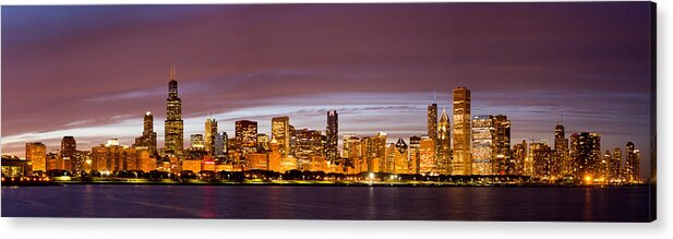 Chicago Acrylic Print featuring the photograph Chicago Skyline at Night by Twenty Two North Photography
