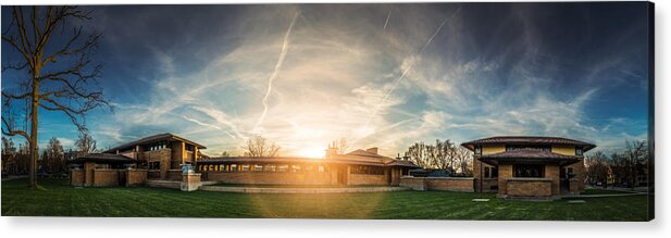 Buffalo Architecture Acrylic Print featuring the photograph Darwin Martin House - Spring Sunset by Chris Bordeleau