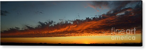 Sunset Sun Set Colors Iowa Scene Scenic Scenery Landscape Pano Panoramic Panorama Acrylic Print featuring the photograph Sunset on New Years Eve by Ken DePue