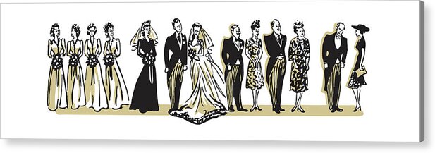 Admire Acrylic Print featuring the drawing Wedding Party #1 by CSA Images