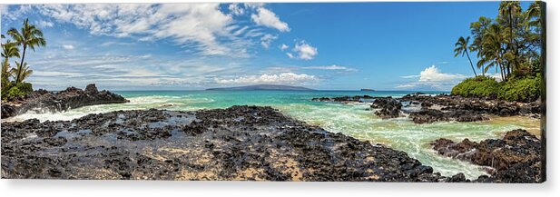 Panoramic Maui Beach Acrylic Print featuring the photograph panoramic Maui by Chris Spencer
