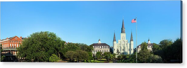 Panoramic Acrylic Print featuring the photograph Saint Louis Cathedral Panorama by Drnadig