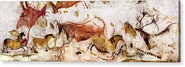 Lascaux Acrylic Print featuring the digital art Lascaux Cows Horses and Deer by Weston Westmoreland