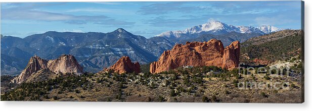 Garden Of The Gods Acrylic Print featuring the photograph Panorama of Garden of the Gods by Steven Krull