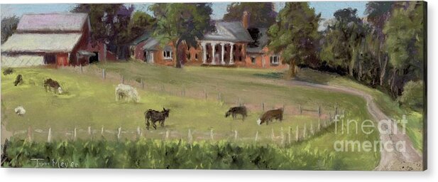 Ohio Landscape Of Cows On A Pasture Acrylic Print featuring the painting The Cow Pasture at Meyer Ranch by Terri Meyer