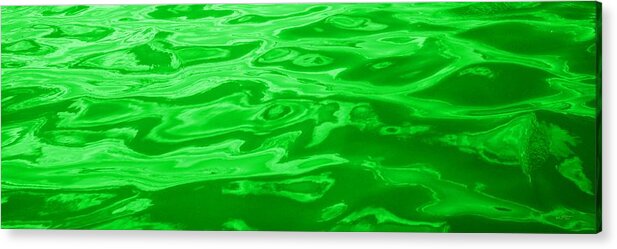 Wall Art Acrylic Print featuring the photograph Colored Wave Long Green by Stephen Jorgensen