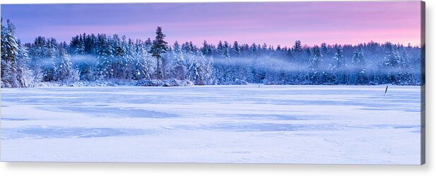 Baxter Lake Acrylic Print featuring the photograph Winter Mist Baxter Lake New Hampshire by Jeff Sinon