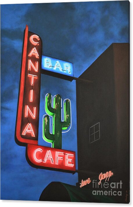 Neon Sign Acrylic Print featuring the painting Cantina by Joseph Sonday