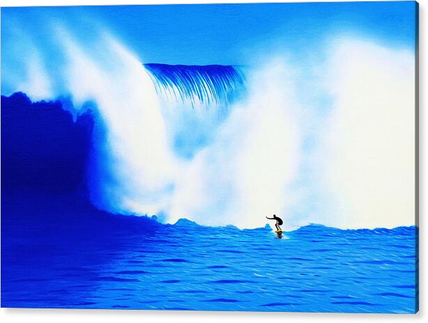 Surfing Acrylic Print featuring the painting Jaws 2012 by John Kaelin
