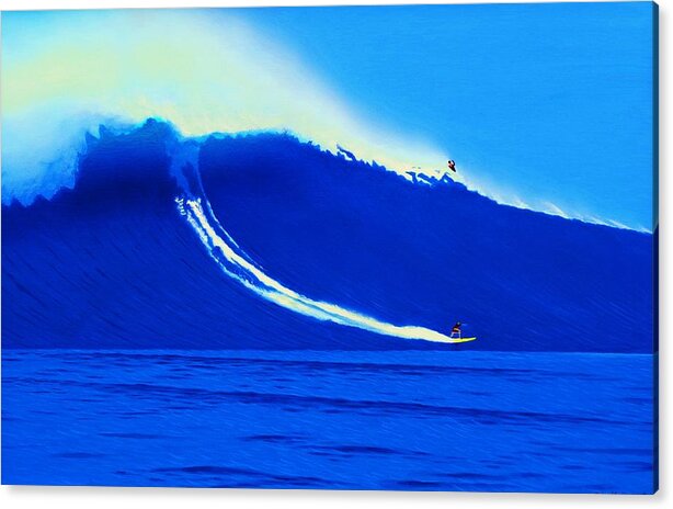 Surfing Acrylic Print featuring the painting Jaws Water Angle 1-10-2004 by John Kaelin