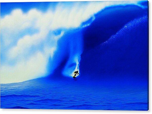 Surfing Acrylic Print featuring the painting Jaws 2004 by John Kaelin