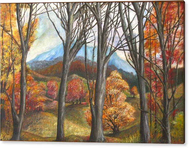 Nature Acrylic Print featuring the painting Beyond the Trees by Michael Anthony Edwards