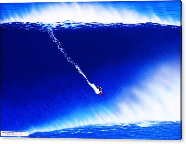 Surfing Acrylic Print featuring the painting Nazare Portugal 11-1-2011 by John Kaelin
