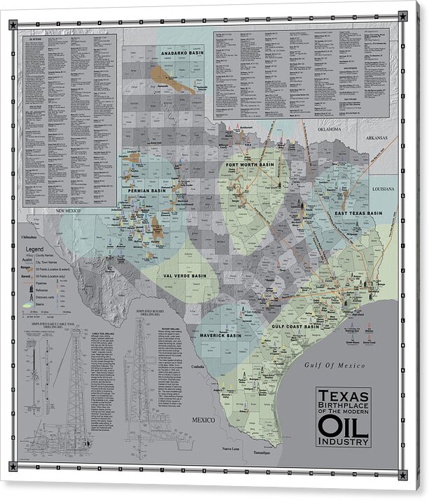 Texas Acrylic Print featuring the digital art Texas - Birthplace of the Modern Oil Industry by Al White