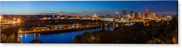 Panorama Acrylic Print featuring the photograph St Paul Skyline at Dusk by Mike Evangelist