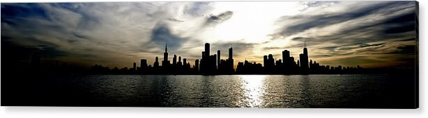 Chicago Acrylic Print featuring the photograph Dark Chicago Skyline by Scott Wood